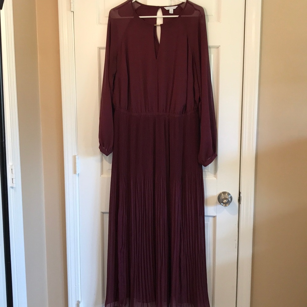 Burgundy Sheer Maxi Dress with Midi Lining